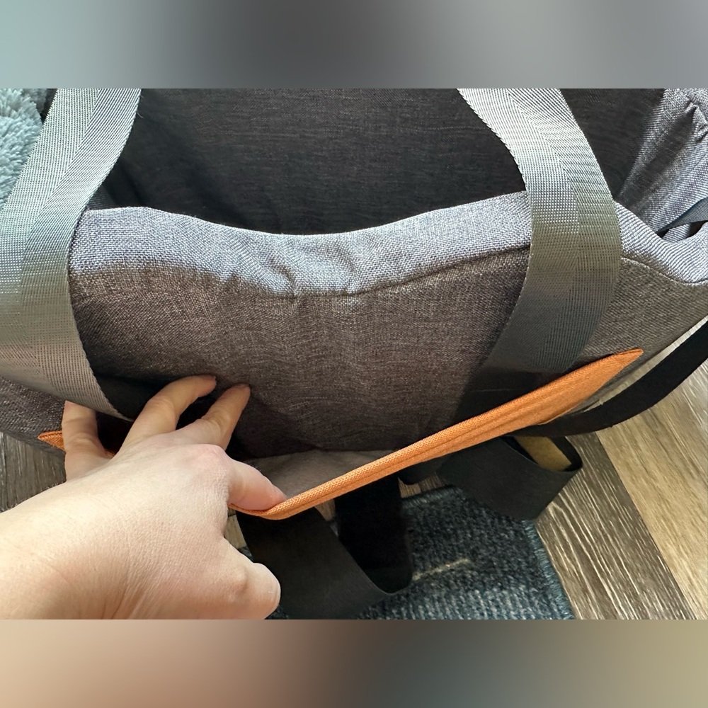 Gray & Orange Plush Dog Car Booster Seat - Secure Travel Bed - Picture 14 of 16